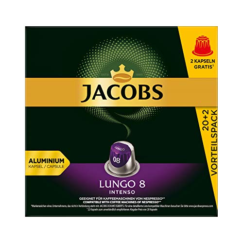 Jacobs Kaffeekapseln Lungo Intenso, Intensität 8 von 12, Vorteilspack, 220 Nespresso®* kompatible Kapseln, 10 x 22… – Bild 3