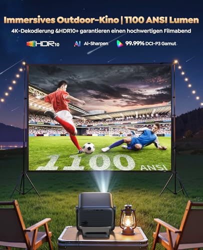 Smart Projector Google TV/360° Rotatable: 4K Projector with Auto Focus/6D Keystone Correction, 1080P Full HD WiFi6 & Bluetooth Home Cinema / Outdoor