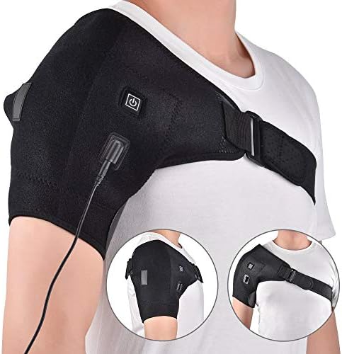 Heat Therapy Shoulder Brace Adjustable Shoulder Heating Pad for Frozen Shoulder Bursitis Tendinitis Strain Hot Cold Support Wrap