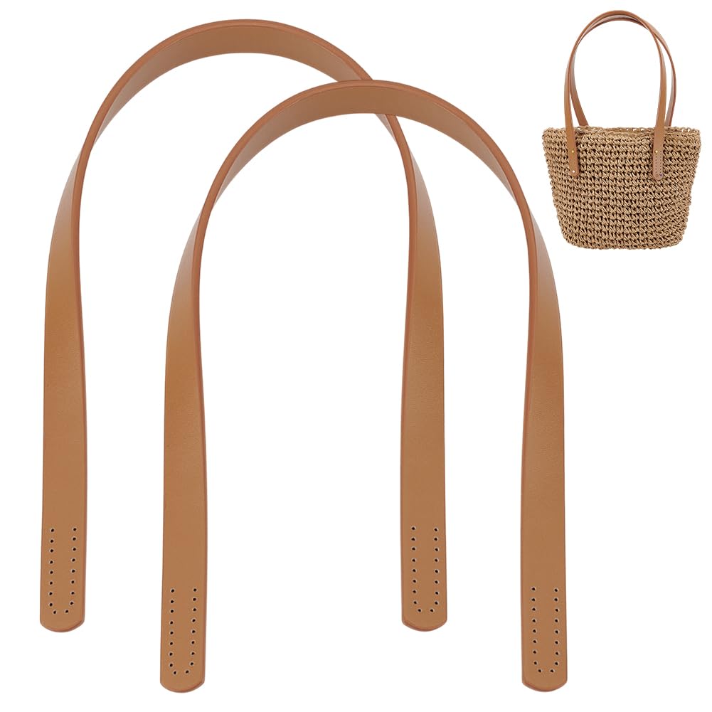 PH PandaHall 2pcs 62cm Leather Bag Strap, Crochet Bags Strap Short Sewing Bag Handles Bags Making Supplies Replacement Strap for DIY Purse Tote Crocheted Handbag Repair,Dark Khaki
