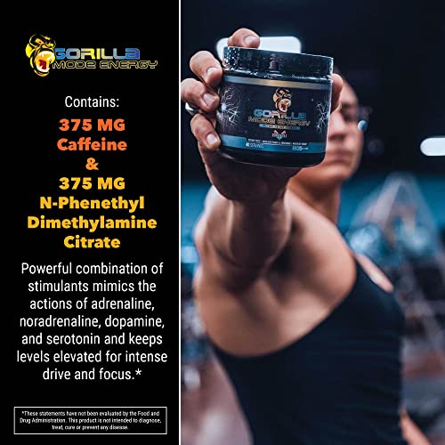 Gorilla Mode Stim Energy PreWorkout Formula Intense Focus & Clean Mental Energy/LTyrosine