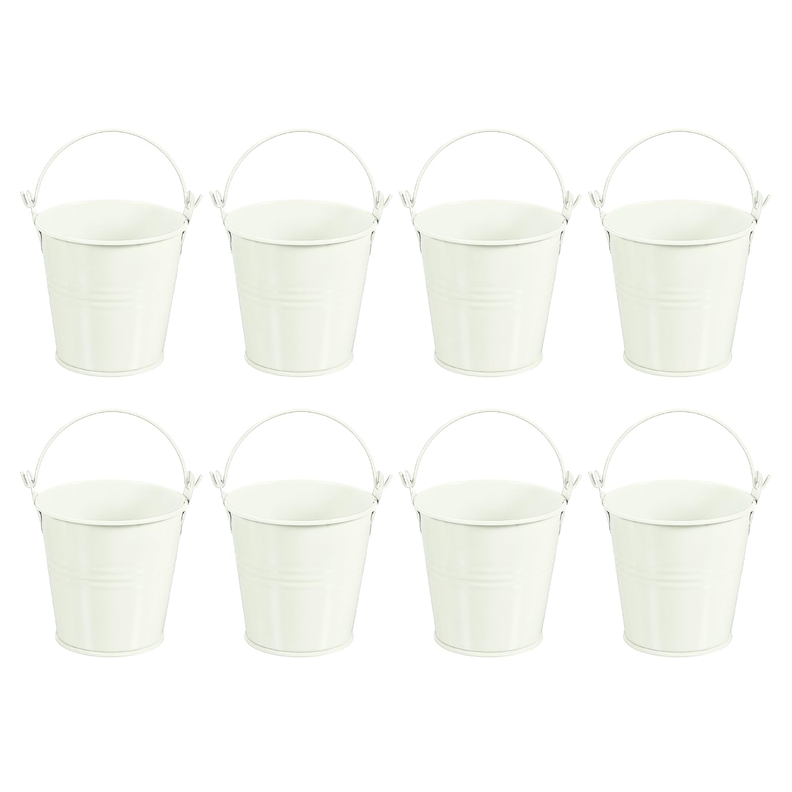 PATIKIL 3"x3" Small Metal Buckets with Handle, 8 Pcs Mini Galvanized Bucket Colorful Easter Buckets for Crafts Party Favors Decoration, Beige