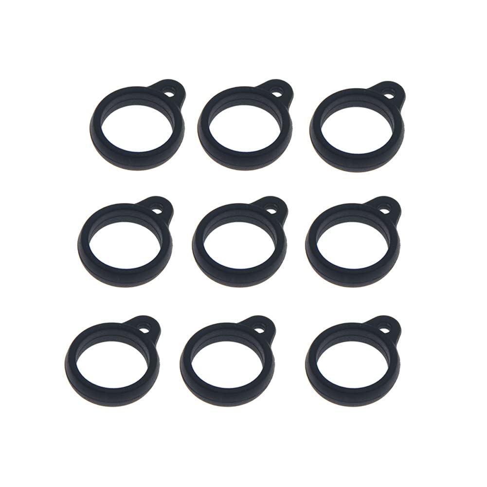 10PCS Anti-Lost Silicone Rubber Ring Holder Necklace Anti-Loss Pendant Holder for Pens Device Office Daily Sport(Black)