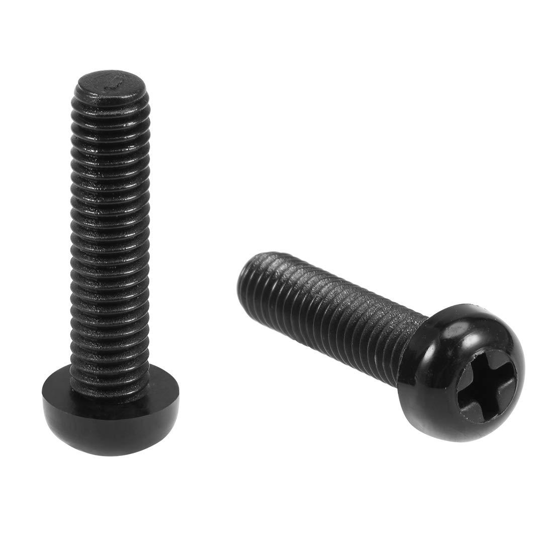 sourcing map M6x25mm Threaded Nylon Phillips Cross Pan Head Machine Screws Bolts Black 50Pcs