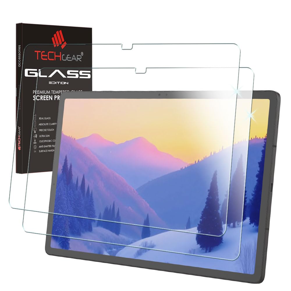 TECHGEAR [2 Pack Galaxy Tab S7 Plus / S7+ 12.4" GLASS Edition (SM-T970, SM-T975, SM-T976), Tempered Glass Screen Protector [9H Toughness] [HD Clarity] [No-Bubble] For Samsung Galaxy Tab S7 Plus / S7+