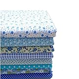 KINGSO 8PCS Cotton Fabric Bundles Quilting Sewing Patchwork Cloths DIY Craft 19.7x19.7inch Blue Series
