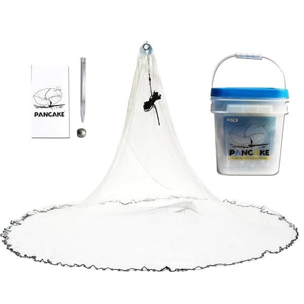BASICGEAR PANCAKE CAST NET, 8FT RADIUS WITH 1 1/4 INCH MESH, PURE LEAD 1.25 LB FOR FRESHWATER AND SALTWATER, PROFESSIONAL GRADE AND UPGRADED MATERIAL, THROW STYLE FOR BAIT TRAP FISH
