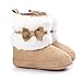 ESTAMICO Baby Girl Plush Winter Snow Bowknot Boots Khaki 3-6 Months