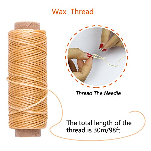 8 Pack Waxed Thread,263 Yards 150D Waxed Twine,8 Colors Thread for Leather, With Large-eye Stitching Needles for Leather Projects