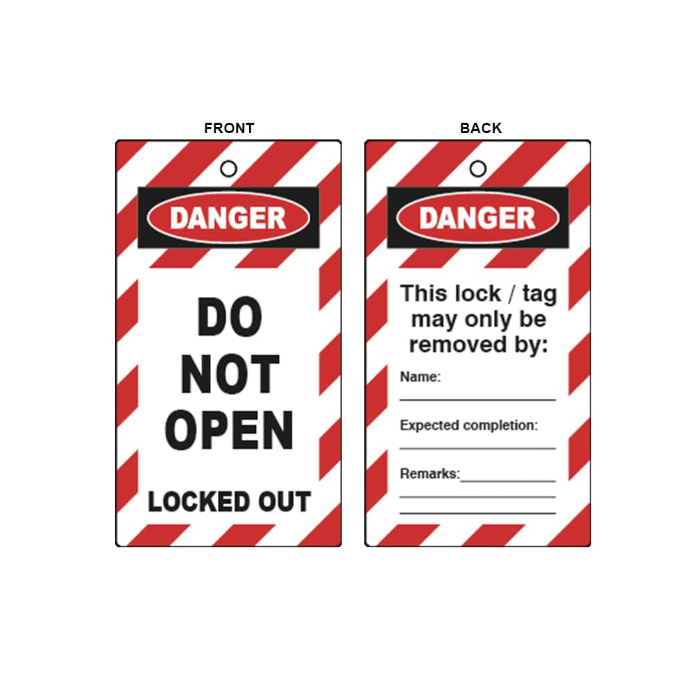 Lockout Do Not Open Tags, Double Sided Message, Supplied in Packs of 10, Complete with Cable Ties