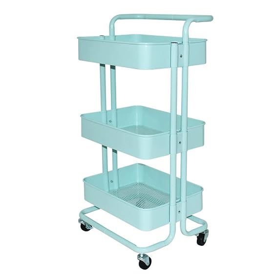 MKHDD 3-Tier-Lagerregal Metallgitter Rollwagen Bad Regale Für Küche Büro Schlafzimmer Badezimmer Wäscherei