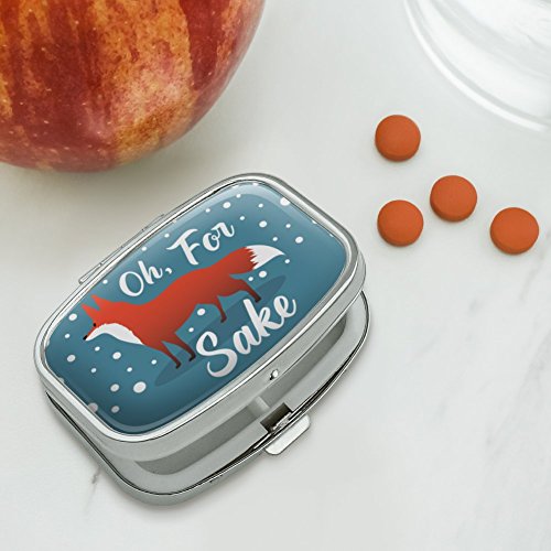 Oh For Fox Sake Funny on Teal Rectangle Pill Case Trinket Gift Box