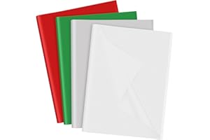 Bouiexye 70 Sheets Christmas Tissue Paper, 20 x 14.5 inches Multicolor Tissue Paper Bulk Gift Wrapping for DIY Art Craft Christmas Party Festival（Red,Green,White,Silver）