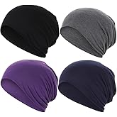 JarseHera 4PCS Cotton Slouchy Beanie Soft Sleep Caps Chemo Headwear Skull Cap Hats