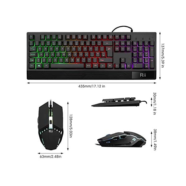 Rii Gaming Keyboard and Mouse,RGB Light Up Keyboard and Mouse Set for PS4,Xbox for Gaming ,Working-UK Layout