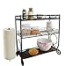 VANRA 3 Tier Spice Rack Kitchen Spice Stand Holder Jars Storage Organizer Shelf Rack with Tissue Dispenser Rack/Bathroom Paper Towel Holder & Towel Bar (Black)