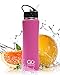 GO Bottles Stainless Steel Insulated Water Bottle with Flip Straw and Sweat-Proof Rubber Grip H2O Sports Drinking Bottle, 24 oz.