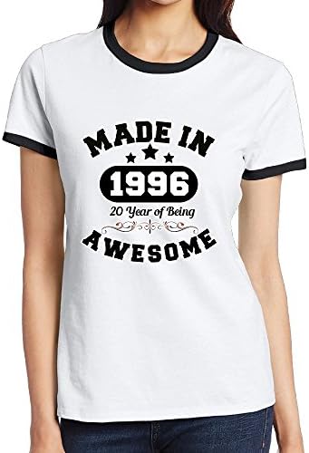 Made In 1996 20 Year Awesome Contrast Ringer T Shirt For Girls