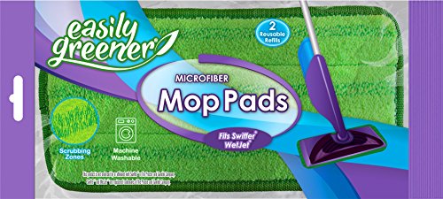 Swiffer WetJet Compatible, Microfiber Mop Pads by Easily Greener, Reusable Refills, Fits Wet Jet, 2 Count