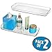 mDesign Long Plastic Bathroom Vanity, Countertop, Toilet Tank Top Storage Tray - Holds Towels, Candles, Jewelry, Lotions, Tissues,Canisters Toiletries and More - 2 Pack - Clear