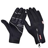 Tsptool Touchscreen Gloves PU Palm Winter Outdoor Windproof Cycling Glove Black M