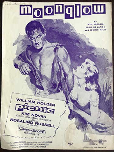 "Moonglow" sheet music 1934. Features photo of William Holden and Kim Novak on cover. (From the film "Picnic" by Columbia Pictures.)