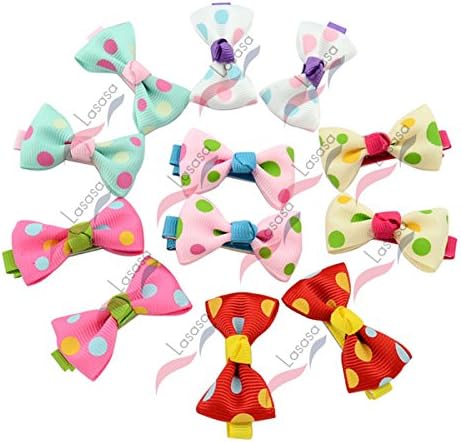 Lasasa Baby Girls Grosgrain Ribbon Tiny Boutique Hair Bows Alligator Clips For Kids (C5-6 Col-12pcs)