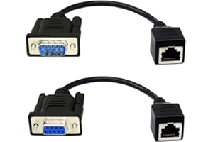Halokny RS232 DB9 to RJ45 Ethernet Converter, DB9 9-Pin Male & Female to RJ45 CAT5 CAT6 Female Ethernet LAN Extender Serial A