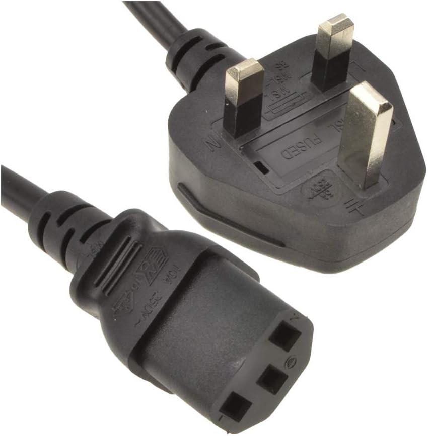 3 Prong power cable, kettle lead 2m, IEC C13 H05VV-F 0.75mm² 3G 13A, for TV Desktop, Mac, Computer, Printer, Projector - Image 3