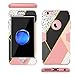 SKYLMW iPhone 6 Plus Case iPhone 6s Plus Case [Shock Resistant Series] Three Layers Rugged Heavy Duty Shockproof Hybrid Full-Body Protective Case for iPhone 6 Plus/6s Plus 5.5 inch Marble Rose Gold