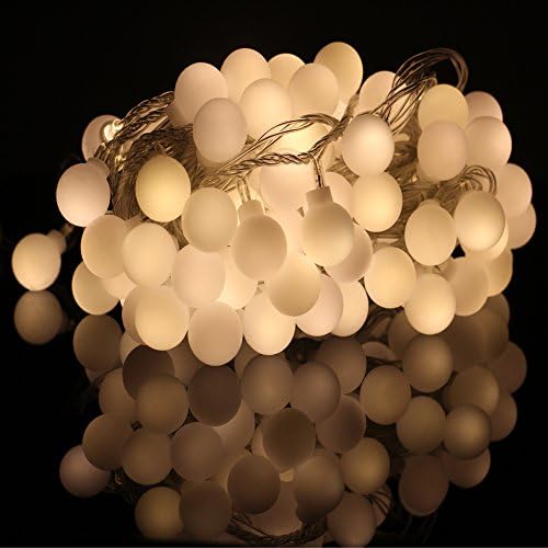 Ruichen 33ft 100 LED Outdoor Globe String Lights Warm White Starry Ball Fairy Lights(0.7" Dia Globe) with 8 Modes Controller &amp; UL Listed Adaptor Plug for Festoon Party/Garden/Wedding(Warm White)