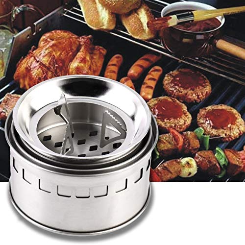 Cheekbone 2019 Newest Portable Stainless Steel Camping Stove Outdoor Wood Stove Firewoods Furnace Lightweight BBQ Picnic Solidified Alcohol Stove