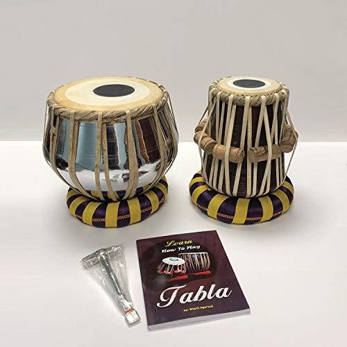 Satnam Steel Bayan Hand Crafted Professional Steel Tabla Drum Set for Student and Beginners with Tabla Set Gig Bag | Tabla Set Hammer | Tabla Set - Music Book | Tabla Cushions & Cover - Made in India