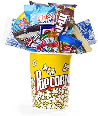 Coco Mill Movie Night Popcorn, Candy, Chocolate & Snack Variety Gift Bucket- Perfect Gift for Birthdays, Friends, Thinking of You, Thank you- Includes, M&M's, Planters, Airheads, and much more!