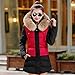 Lingswallow Women Winter Color Block Long Down Coat with Fur Hooded Jacket