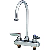 T&S Brass, B-1141, Deck Mounted Workboard Faucet with 4" Centers, 6" Swivel Gooseneck, 2.2 GPM Aerator and Lever Handles, Chrome