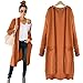 Hemlock Long Cardigan Coat Women, Pockets Sweater Ladies Knitting Cotton Cardigan Jacket Outerwear (XL, Orange)