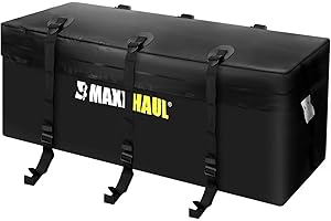 MaxxHaul 70209 Soft Shell Cargo Carrier Bag for Hitch Mount Cargo Rack - Heavy Duty and Water Resistant 47 inch 20 inch x 20 inch Black with Tie Down Straps