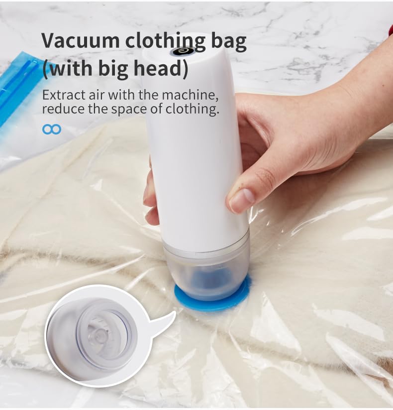 Vacuum Sealer for Sealing Food, Handheld Vacuum Pump Comes with 15 Small Vacuum Seal Bags for Clothing,Travel Vacuum Storage Bags with Electric Pump Suitable for Food, Baby Clothes and Toiletries