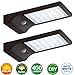 Bonashi LED Solar Motion Sensor Light Outdoor 2 Pack, Security Motion Activated Wall Lights with Mounting Poles for Gutter Patio Garden Path, Waterproof Cordless Exterior Foodlights