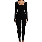 HOPYOP Sexy Long Sleeve Jumpsuit for Women, One Piece Ribbed Workout Rompers