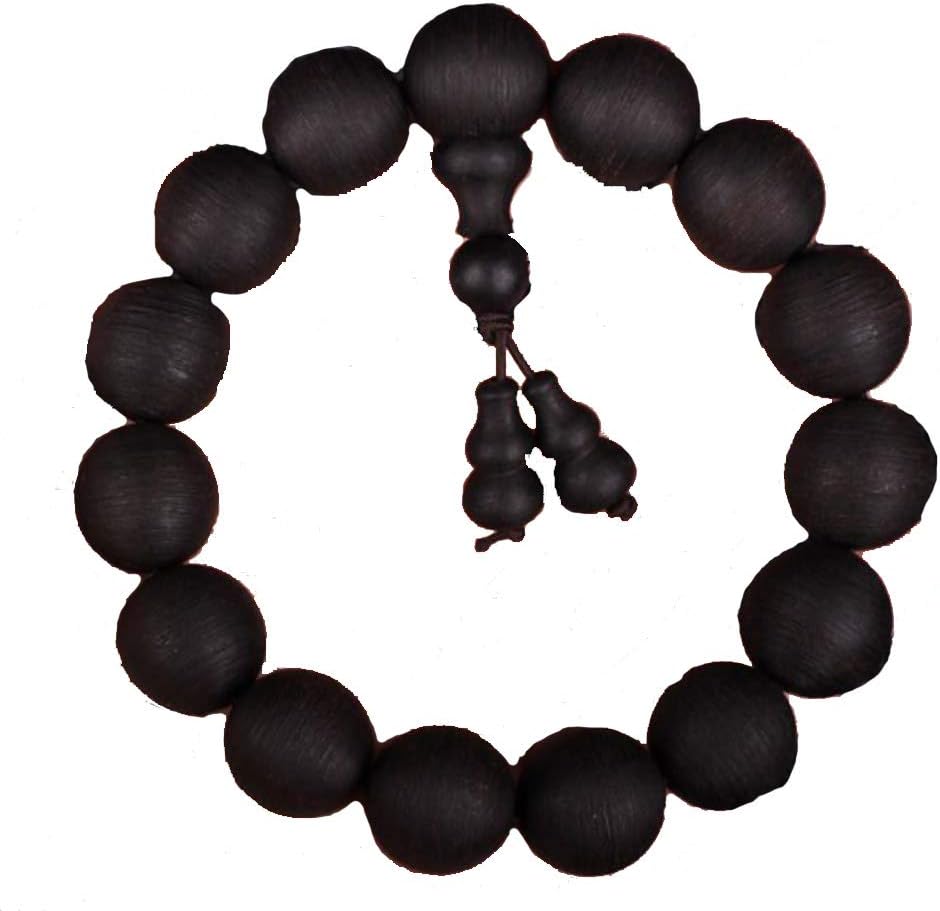 Qzoxx Mantra Man Woman Tibetan Buddhist 15mm Agarwood Beads Fo Kwan-yin Mala Meditation Wrist Bracelet Yoga Bracelet
