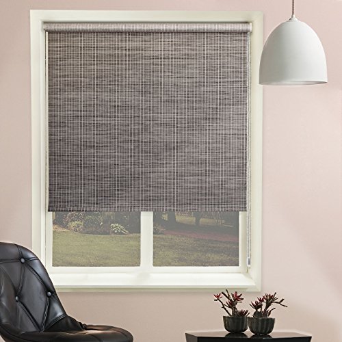Chicology Continuous Loop Beaded Chain Roller Shade, Lattice - Natural Woven, Privacy - Lattice Marble, 23