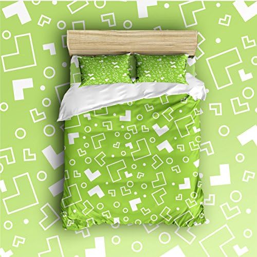 Pretty Lee Bed Set Simple Geometric Polygons Pattern Printed Bedding Sets Comforter Set 4 Piece Bed Sheets Set 1 Flat Sheet 1 Duvet Cover and 2 Pillow Cases Soft Luxurious Extremely Durable