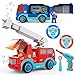 JOYIN Remote Control Take Apart Fire Truck & Police Car, Fire Trucks for Boys with Built-in Lights and Sounds & Drill, STEM Assembly Vehicle Toy, Firetruck Toys for Kids 3-8, Kids Fun Gifts