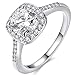 TIVANI [Eternity Love Women's Pretty 18K Silver/White Plated Princess Cut CZ Crystal Engagement Rings Best Promise Rings for Her Anniversary Cocktail Arrow Wedding Bands Collection Jewelry Rings