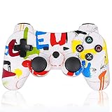PS3 Controller Wireless Double Shock Gamepad for Playstation 3, Sixaxis Wireless PS3 Controller with Charging Cable,Compatible with Playstation 3 (Graffiti/Colorful)