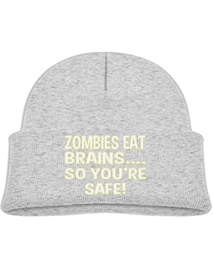 Kids Funny Zombies Eat Brains So You Are Safe Casual Flexible Winter Knit Hats/Ski Cap/Beanie/Skully Hat Cap