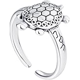 Izpack Retro Turtle Adjustable Statement Ring Ocean Sea Animal Stacking Open Finger Bands Eternity Friendship Rings Cute Jewelry Gifts for Women Men