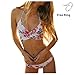 Amiley Summer Push-up Padded Bra Swimsuit Bathing Sexy Women Floral two piece Bikini Set Swimwear (M, White)